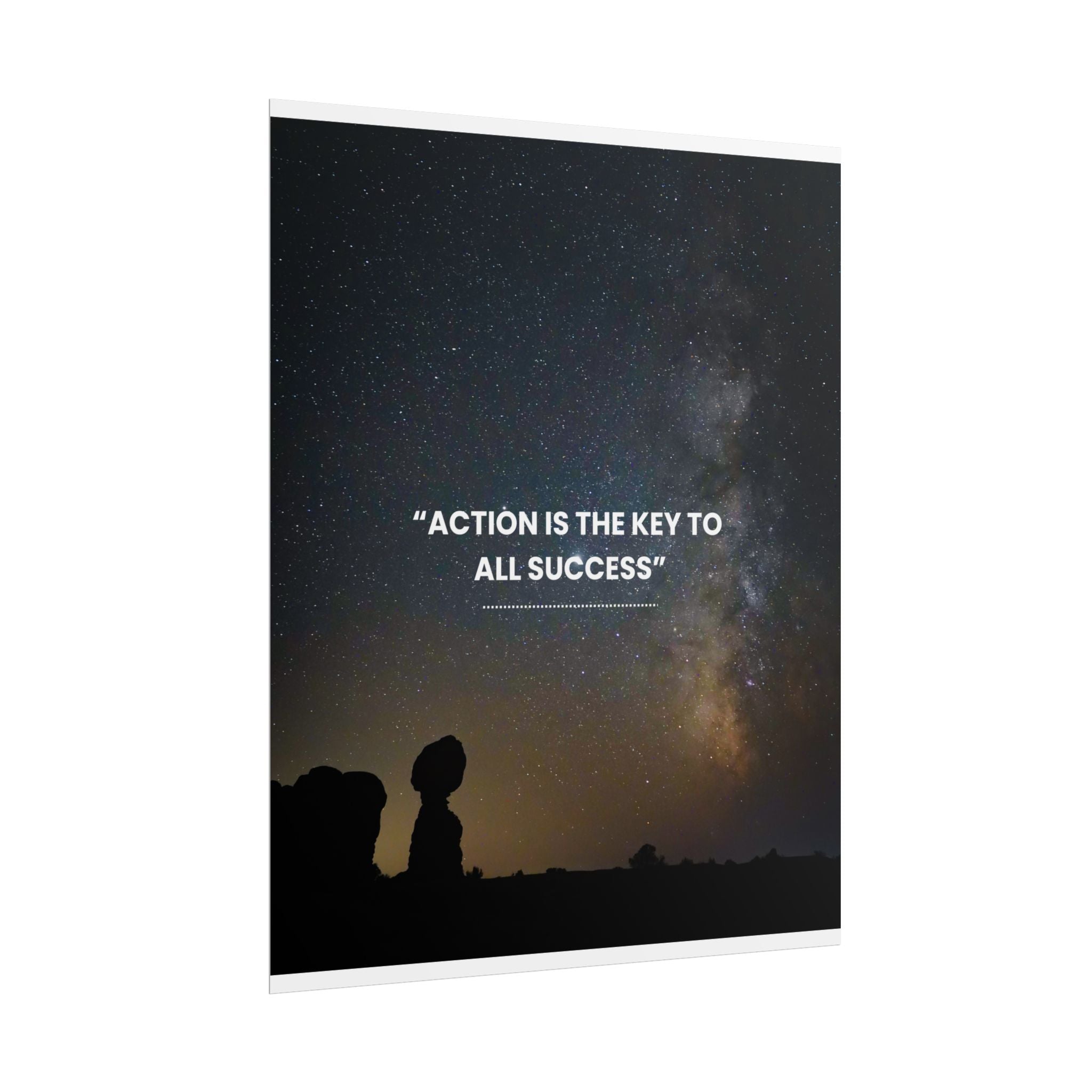 Rolled Poster - "Action Is The Key To All Success" Motivational Galaxy Wall Art