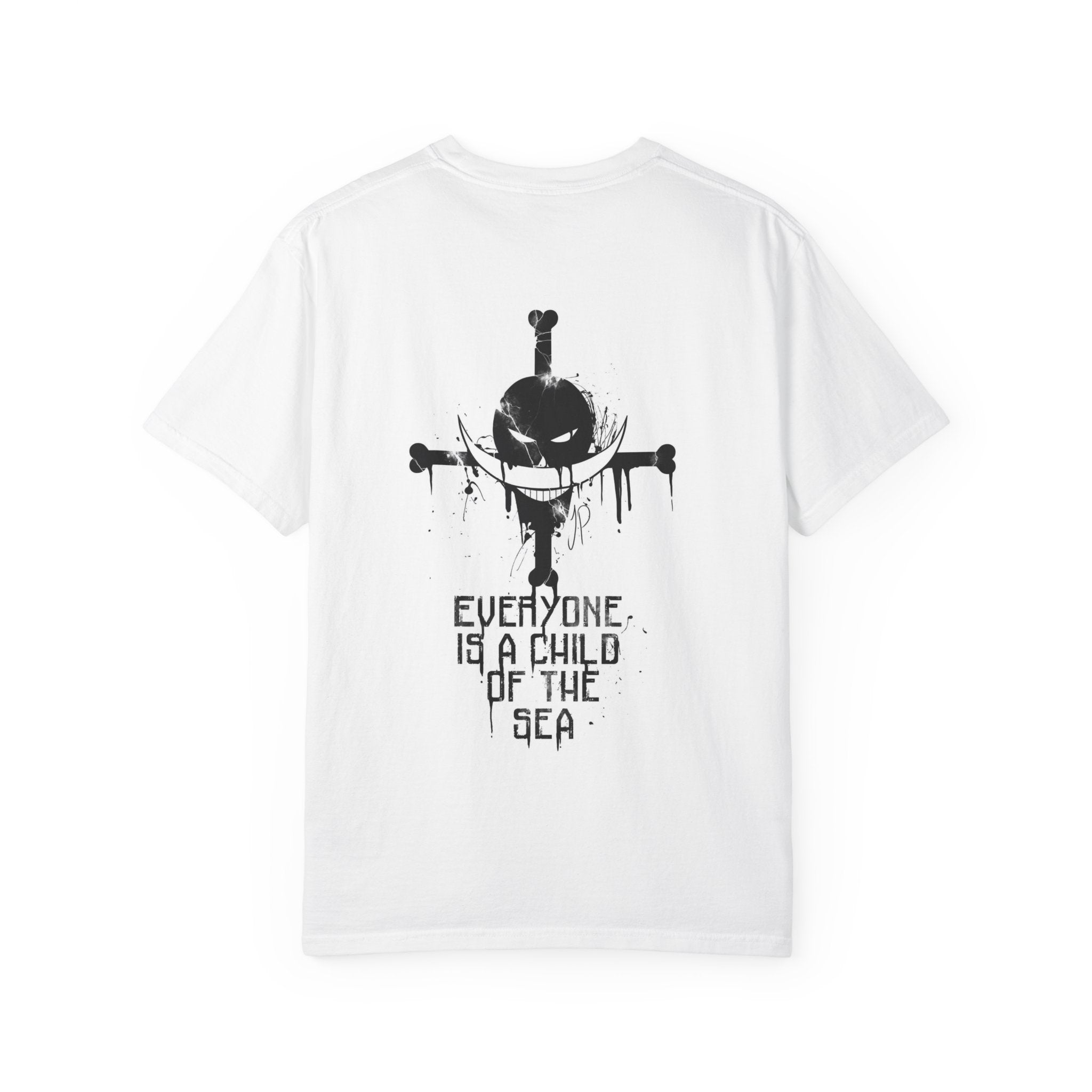 T-Shirt — "Everyone Is a Child of the Sea" Grunge Skull Graphic
